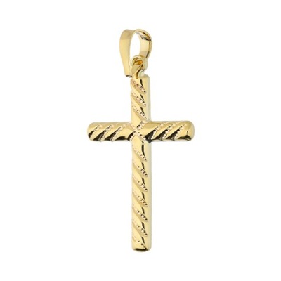 Krzyżyk złoty z motywem sznura, ramiona obłe próba 375