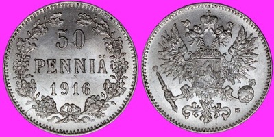 Finlandia 50 penniä 1916 Car Mikołaj II 1358
