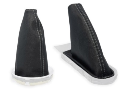 Mini cooper r56 комплект чохли важеля чорна шкіра нитки сірі фото №1