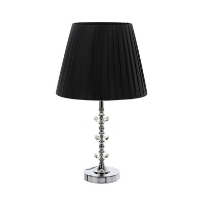 Lampa Stołowa Nocna Srebrna Kryształ 49cm