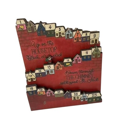 Świąteczny kalendarz adwentowy z ruchomą dekoracją postaci odliczającej kolor czerwony