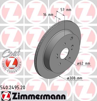 ZIMMERMANN SUZUKI GRAND VITARA II 308MM DISCOS PARTE TRASERA 540.2495.20  