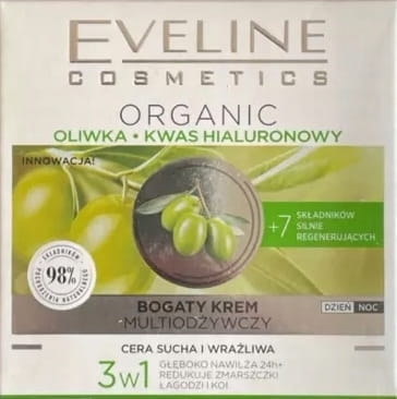 EVELINE Organic Krem OLIWKA-KWAS HIALURONOWY 50ml