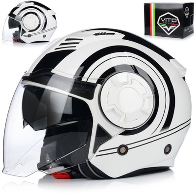 CASCO PARA MOTOCICLETA | VITO ISOLA JET | ABIERTO BLANCO SCOOTER CHOPPER + TAPAOBJETIVO  