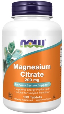 NOW Magnesium Citrate Cytrynian Magnezu 200mg 100t