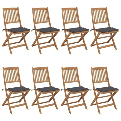 VidaXL Składane krzesła ogrodowe z poduszkami, 8 s