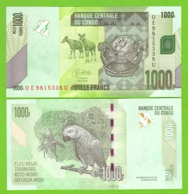 KONGO 1000 FRANCS 2022 P-101(4) UNC