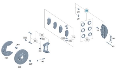 Оригинальный суппорт тормозной правый перед mercedes w167 фото №1