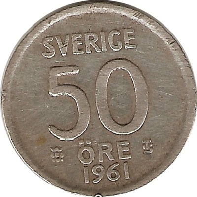 Szwecja 50 Ore 1961 Gustaf VI Adolf