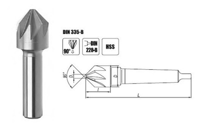 FENES POGŁĘBIACZ ЛЕНТОЧНЫЙ 90° FI 40 DIN 335-B HSS