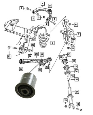 Втулка важеля нижній передній перед середня амортизатора jeep commande фото №1