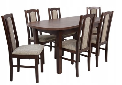 Stół rozkładany 80x160/200 owal 6 krzeseł bukowych