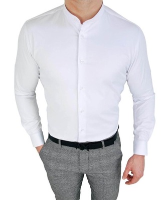 Biala koszula meska stojka slim fit Rs-1180 - XXL