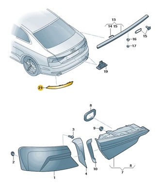 НОВЫЕ ОРИГИНАЛЬНЫЕ AUDI OE ŚWIATEŁKO ОТРАЖАТЕЛЬ 8W6945106B