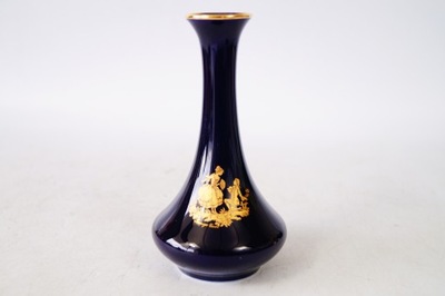 LIMOGES wazon kobalt złoto scenka rodzajowa Francja