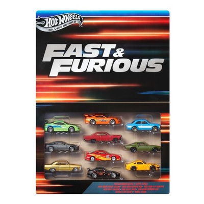HOT WHEELS Fast & Furious sada 10 vozů Silver Series