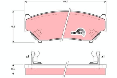 КОЛОДКИ ТОРМОЗНЫЕ - КОМПЛЕКТ COTEC GDB1174