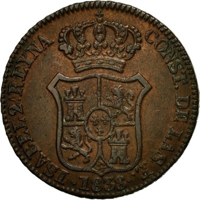 Moneta, Hiszpania, CATALONIA, Isabel II, 3 Quartos