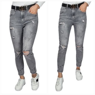 SPODNIE JEANSOWE Z DZIURAMI PLUS SIZE ROZ 38/M