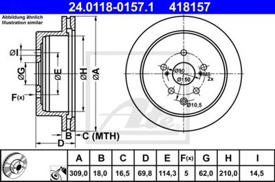 ДИСК ГАЛЬМІВНИЙ LEXUS RX 09-15 ЗАД (309X18MM) ATE ATE24.0118-0157