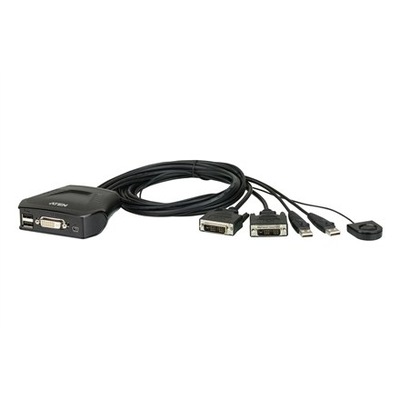 Aten 2-Port USB DVI Cable KVM Switch with Remote P