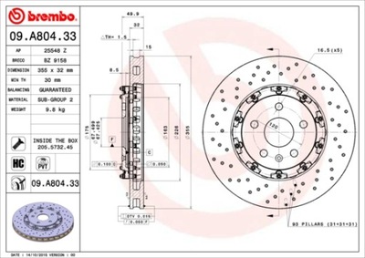 ГАЛЬМІВНІ ДИСКИ ГАЛЬМІВНІ ПЕРЕД BREMBO 09.A804.33 09A80433