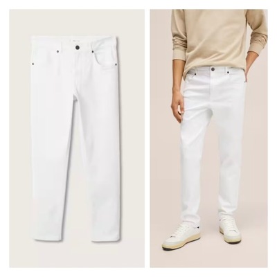 MANGO TEEN białe elastyczne spodnie w stylu jeans regular fit XXS (158)