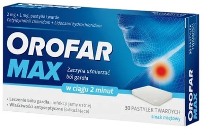 Orofar MAX 2 mg + 1 mg na ból gardła 30 pastylek