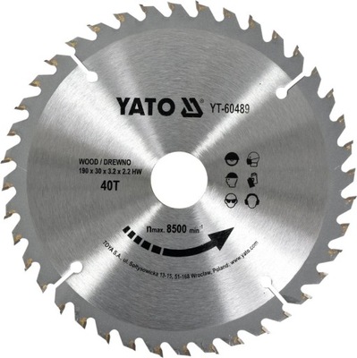 Yato YT-60489 Tarcza widiowa do drewna 190x40Tx30