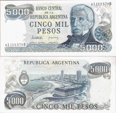 Argentyna 1977-1983 ND - 5000 Pesos Pick 305 UNC