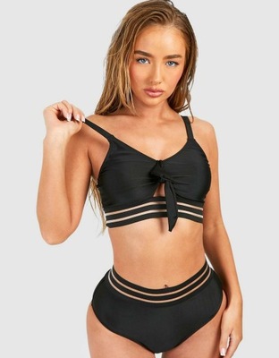 BOOHOO CZARNY KOMPLET BIKINI MAJTKI WYSOKI STAN ENU NG2__XXL