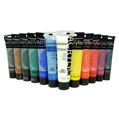 Farby akrylowe 100 ml 12 popularnych kolorów