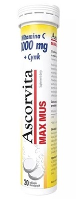 ASCORVITA MAX MUS Witamina C 1000 mg + Cynk 20 tabletek musujących