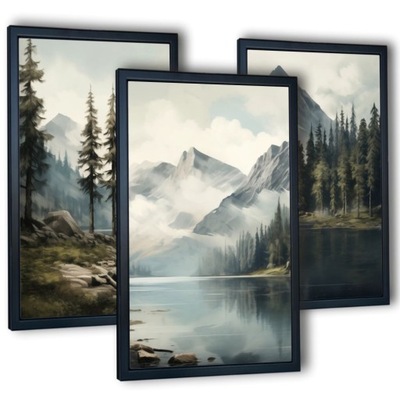Obrazy do salonu Górskie Widoki zestaw obrazów w ramkach plakaty
