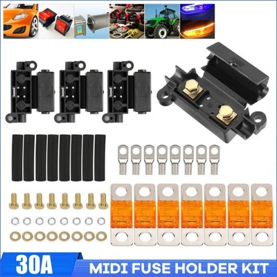 30A Midi Fuse Holder Kit 4 ANS 7 x 30 AMP Fus