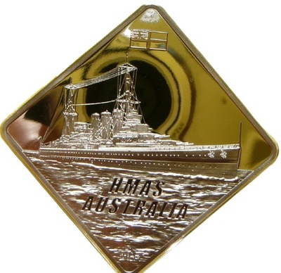 10$ PALAU 2011-KRĄŻOWNIK HMAS BATTLESHIP-Ag999-2Oz