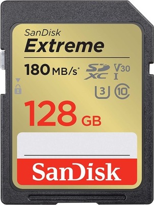 Zwrot SanDisk 180MB/s Szybka Karta 128GB Film 4K SDXC SD
