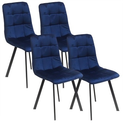4 krzesła NEVADA granatowe welur tapicerowane