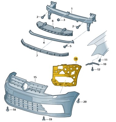 Напрямна напрямна бампера перед vw caddy оригінальний номер фото №1