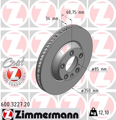 ZIMMERMANN 600.3227.20 ДИСК ТОРМОЗНОЙ