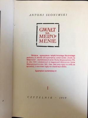 Antoni Słonimski : Gwałt na Melpomenie 1959