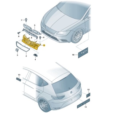 Решітка радіатора радіатора seat/cupra leon 5f0853654j9b9 фото №1