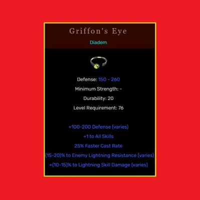 D2R Diablo 2 Resurrected Ladder Griffon's Eye