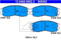 ATE ZAPATAS DE FRENADO PARTE DELANTERA GALANT 2,0 -01 CZUJ MITSUBISHI GALANT  