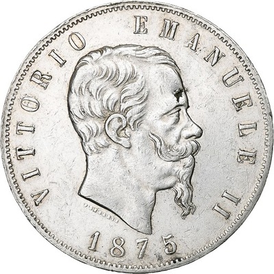 Moneta, Włochy, Vittorio Emanuele II, 5 Lire, 1875