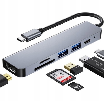 Adapter HUB HDMI/micro SD/USB stacja dokująca 6W1