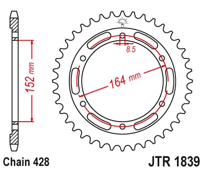 JT ЗУБЧАТКА ЗАДНЯЯ 841 55 YAMAHA SR 400 (2RD) '91-00', SR 500 '91-00' (84155J