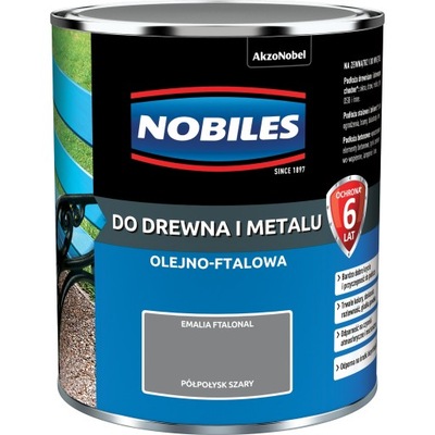 Nobiles do drewna i metalu emalia ftalonal Szara 0,7L