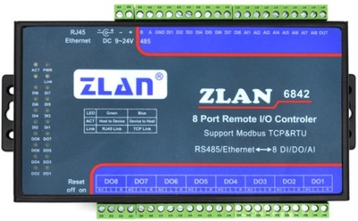 Moduł sterujący kontroler 8-portowy z przekaźnikami RS485 Ethernet ZLAN6842