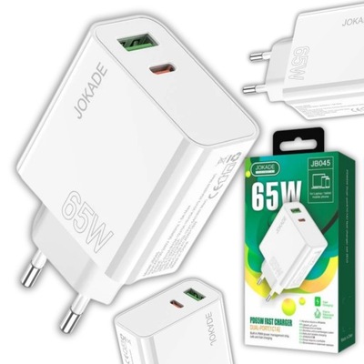 SZYBKA ŁADOWARKA SIECIOWA KOSTKA USB + TYPE C PD 65W LAPTOP TABLET TELEFON
